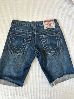 True Religion Jeans - Blue Denim with White and Pink Stitching